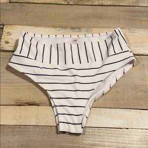 Striped high-waisted bikini bottoms